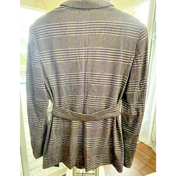 Marc Cain Women’s Plaid Tan Purple Blazer Jacket N4 US Size 10 NWT Retail $790 - Picture 3 of 14